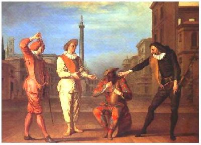 <i>Le Tombeau de Matre André</i>, Scene II, performed at the Htel de Bourgogne in 1695 by Biancolelli (?), Claude Gillot